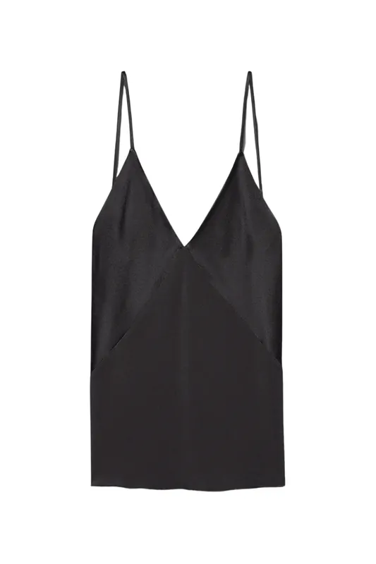 Satin Envers Slip Top | Nero - Forte Forte