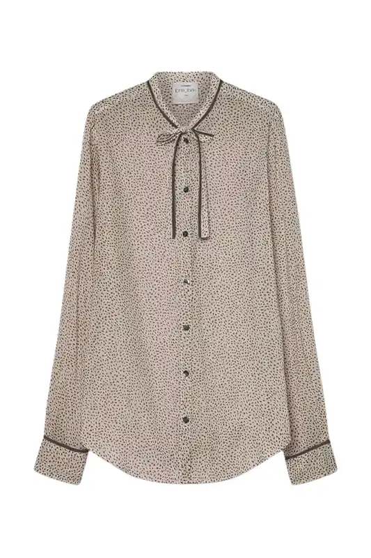 “Les Petits Pois” Voile Shirt With Bow Detail | Noisette - Forte Forte