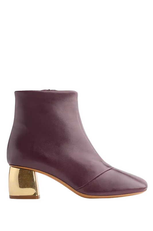 “My Alma” Nappa Leather Ankle Boot With Gold-Tone Heel | Rubis