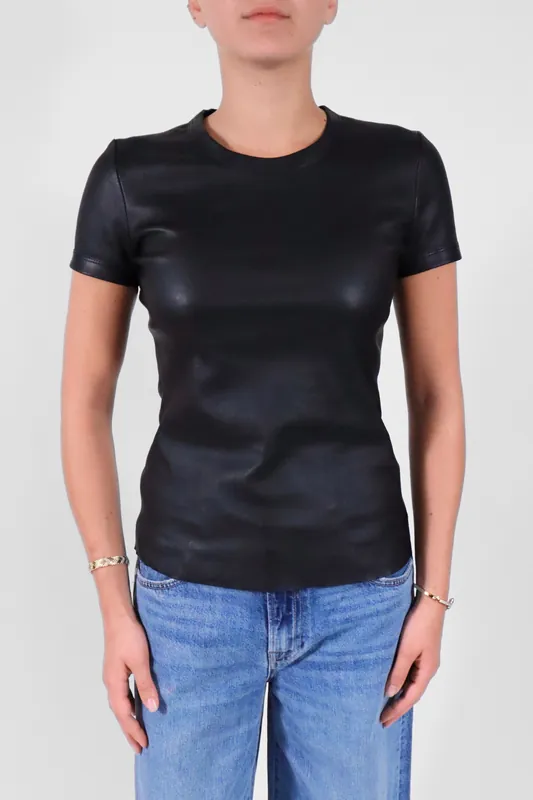 Stouls 05 Leather T-Shirt | Noir