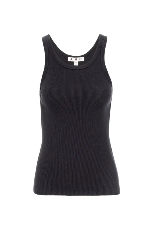 Long Rib Tank | Vintage Black - AMO