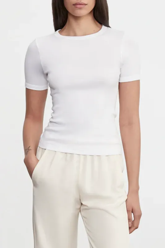 Supima Cotton New Classic Tee | White - Enza Costa