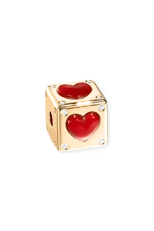 Jumbo Heart Dice Diamond Bangers Charm | Carnelian - Boochier