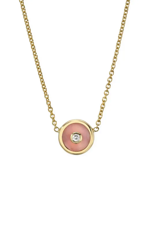 Mini Compass Pendant Necklace | Pink Opal - Retrouvai