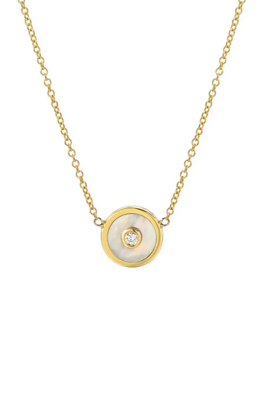 Mini Compass Pendant Necklace | White Mother of Pearl - Retrouvai