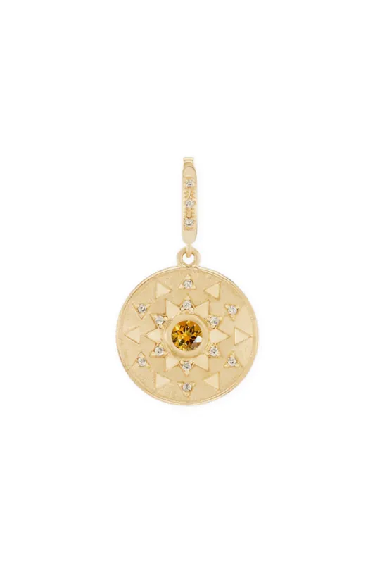 Mini Sun Sign Medallion | Citrine / Diamond - Harwell Godfrey