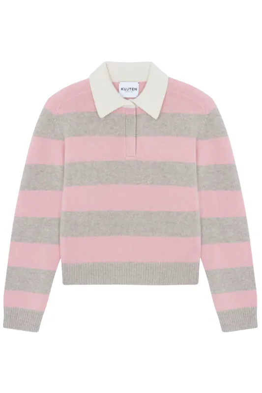 Royce Stripe Polo Sweater | Rose Vintage - Kujten