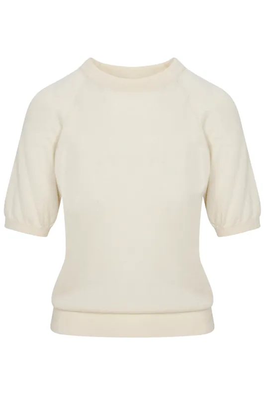 Cashmere Short Sleeve Raglan Sweater | Chalk - SPRWMN