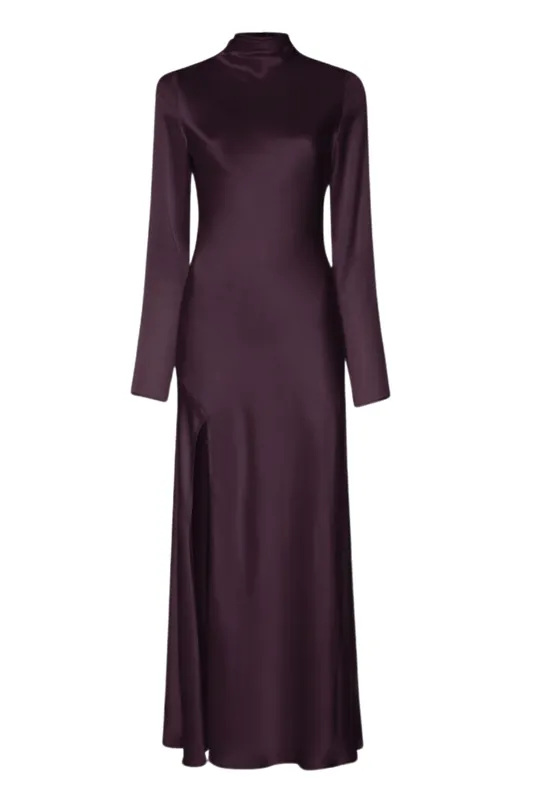 Satin Draped Neck Bias Dress | Mulberry - LAPOINTE