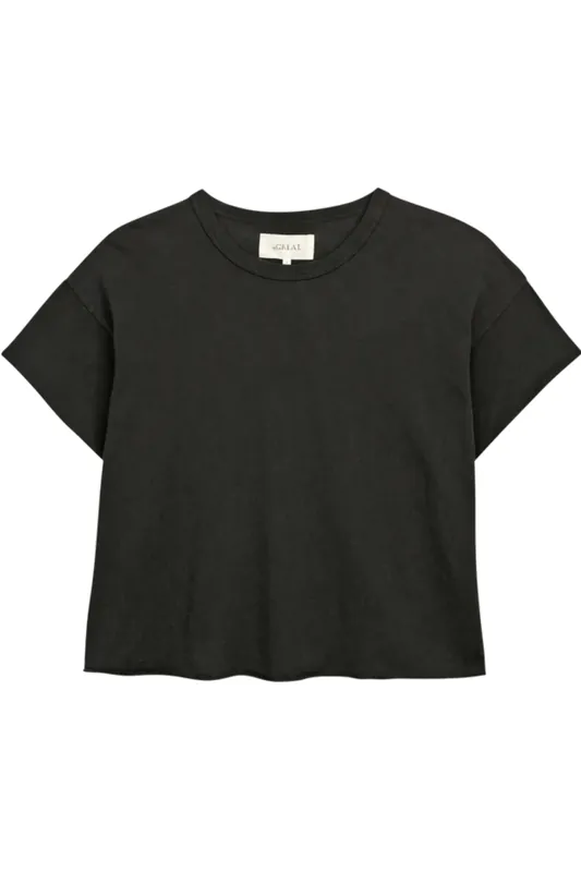 The Crop Tee | Almost Black - The Great.