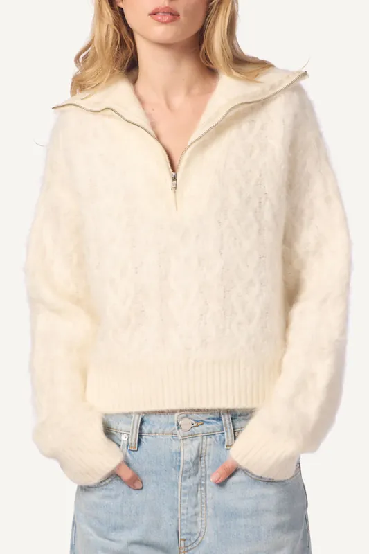 Tinsley Half Zip Sweater | Gardenia - Sablyn