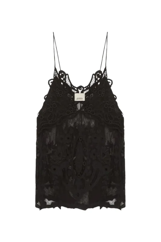 Victoria Embroidered Tulle Camisole | Black - Isabel Marant
