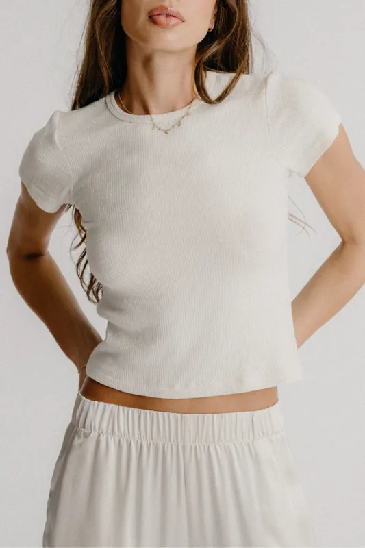 Yael Cropped Baby Tee | Gardenia - Sablyn
