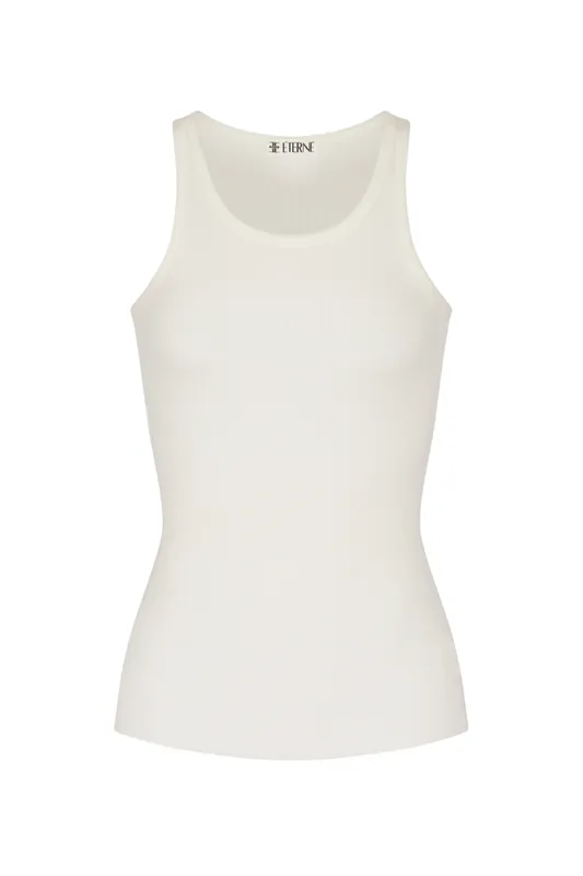 High Neck Fitted Tank | Cream - Eterne