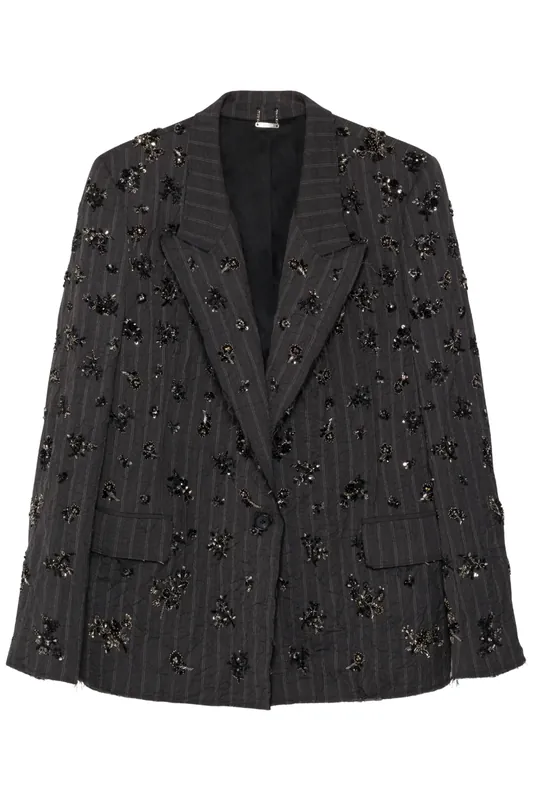 Murphy Embellished Blazer | Charcoal Stripe - Simkhai