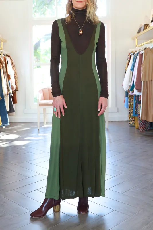 Nahla Jersey Long Sleeve Turtleneck Dress | Militaire - Ulla Johnson