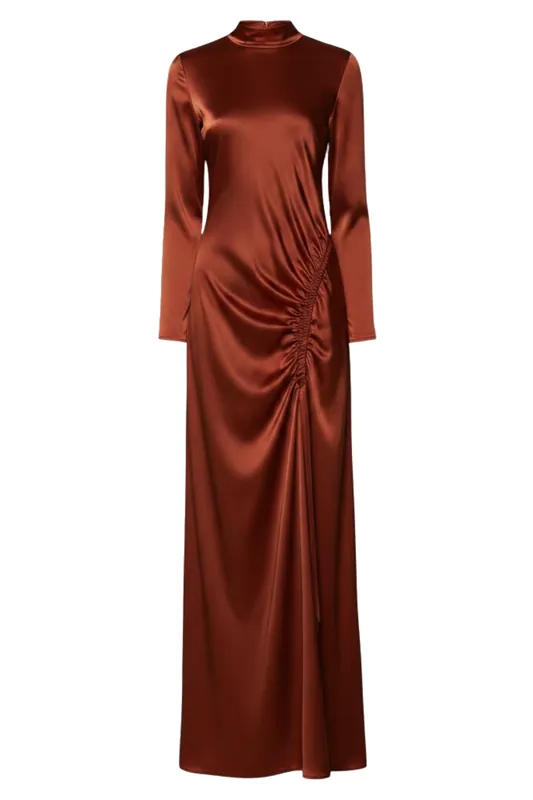 Satin Tab Gown | Rust - LAPOINTE