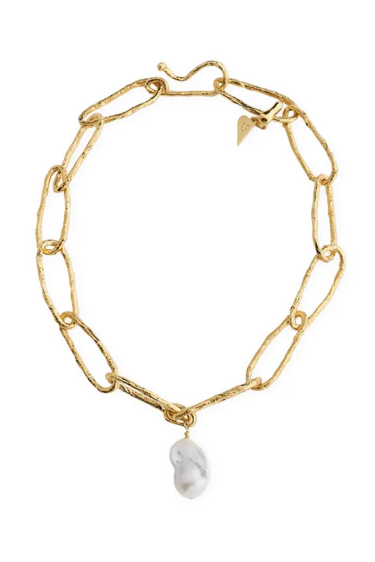 Sculpture Necklace with Pearl | Oro - Forte Forte