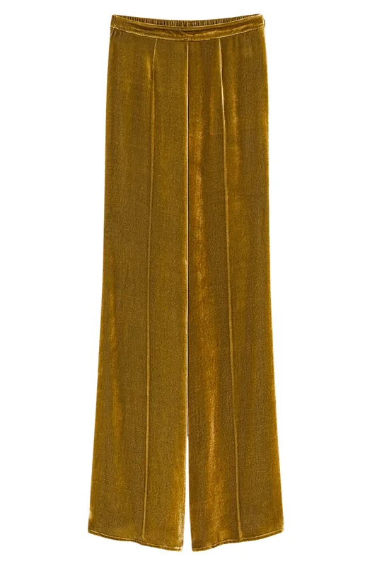 Plain Velvet Flare Pants | Antique Gold - Forte Forte