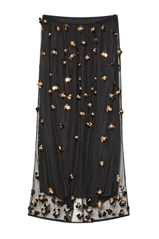 Embroidery Chic Tulle "Petites Etoiles" Skirt | Noir - Forte Forte
