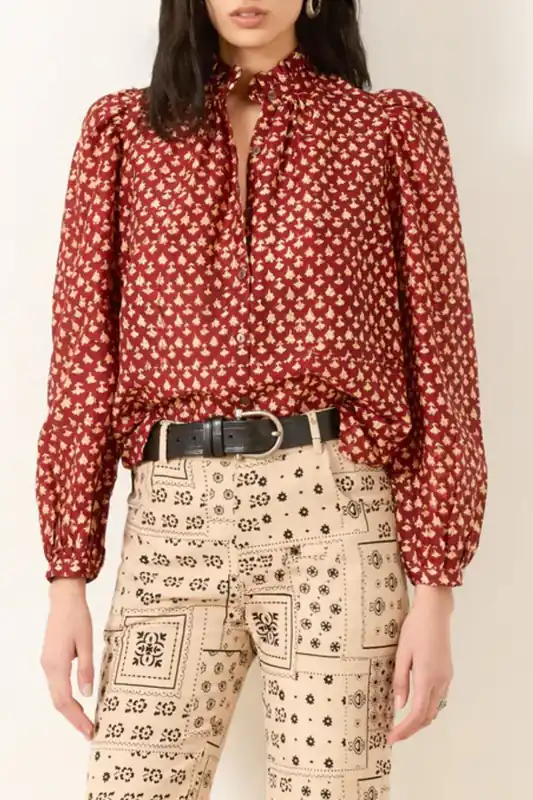 Annabel Mahogany Bhutti Shirt | Red Mahogany - Alix of Bohemia