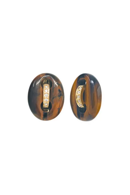 Mariner Studs | Tiger's Eye - Jenna Blake