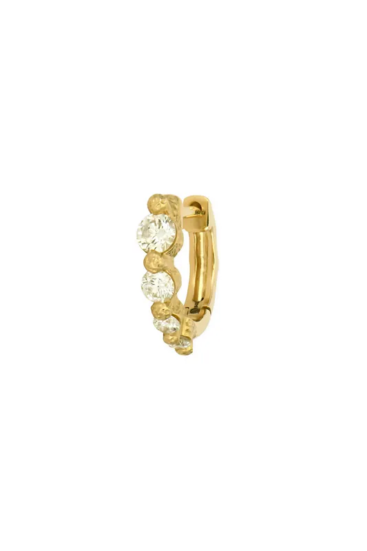 Timeless Small Graduated Diamond Hoop | Single - Three Stories Jewelry