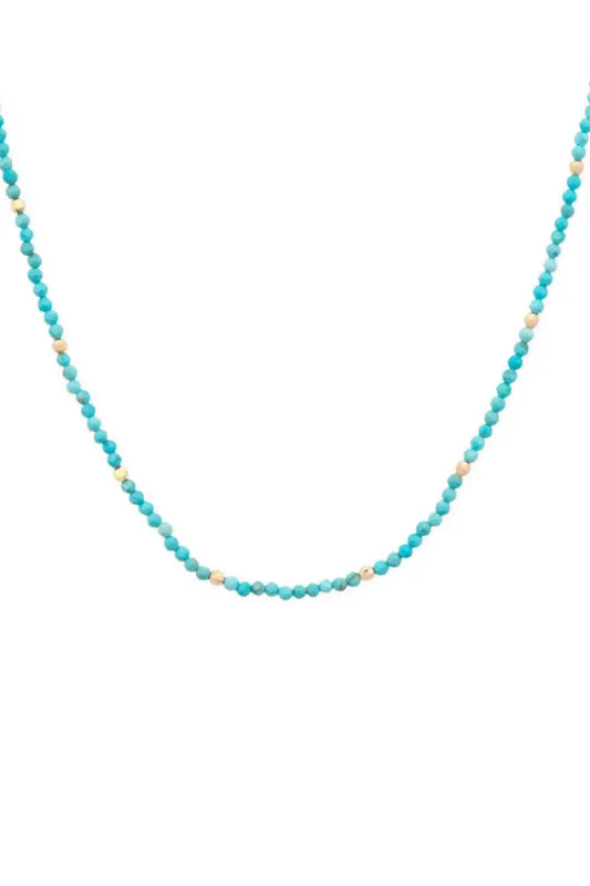 Delicate Beaded Chain | Turquoise 18" - Three Stories Jewelry