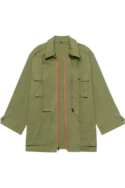 The Quilted Liner Parka | Army w/ Hot Orange - The Great.