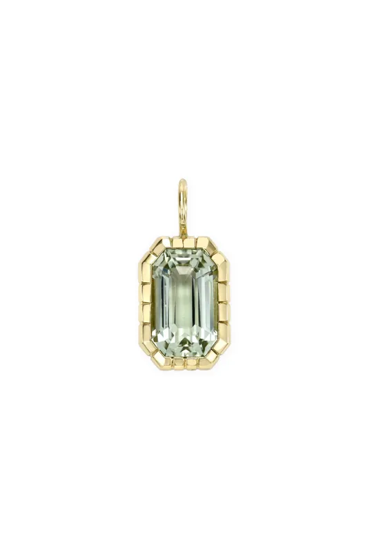 Heirloom Bezel Charm | Emerald Cut Pale Green Tourmaline - Retrouvai