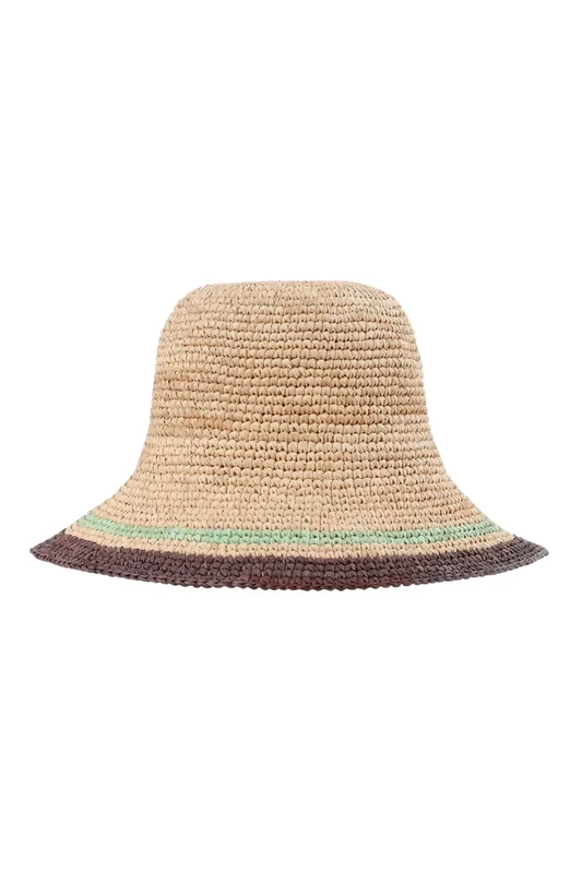 Stripe Raffia Bucket Hat | Striped Burgundy - Zimmermann
