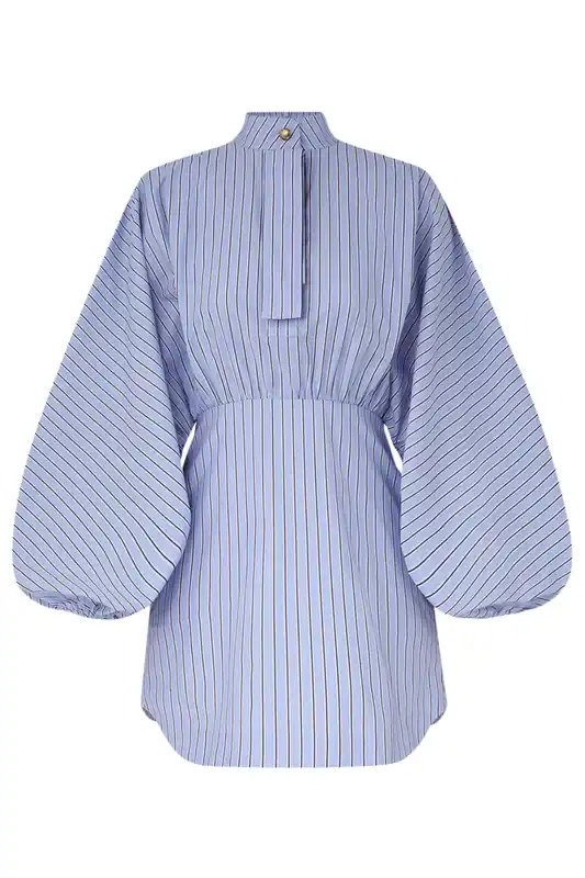 Drawstring Stripe Mini Dress | Hydrangea Stripe - Zimmermann
