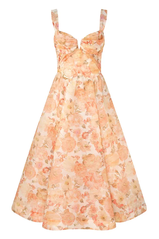 Rebellion Drape Midi Dress | Golden Bloom - Zimmermann