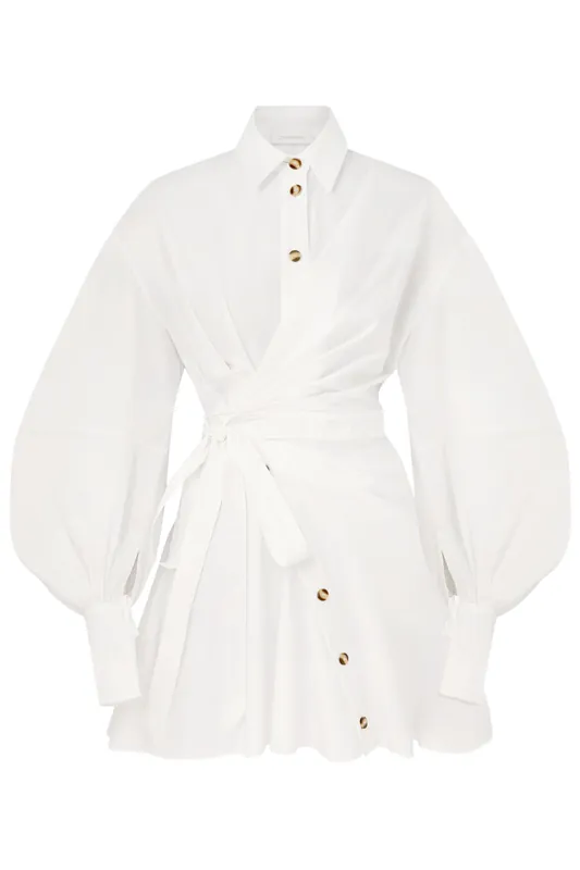 Rebellion Poplin Mini Dress | Ivory - Zimmermann