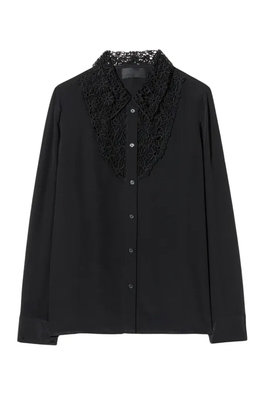 Zola Lace/Silk Shirt | Black - Nili Lotan