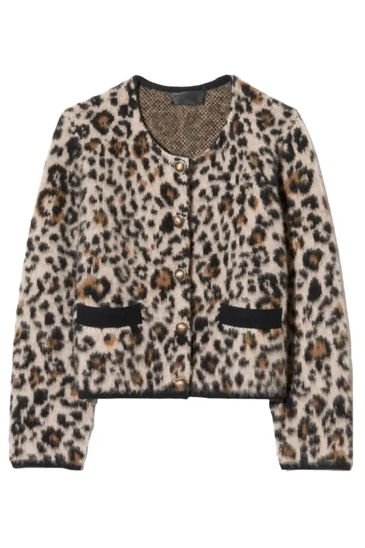 Beyton Cardigan | Jute Leopard - Nili Lotan