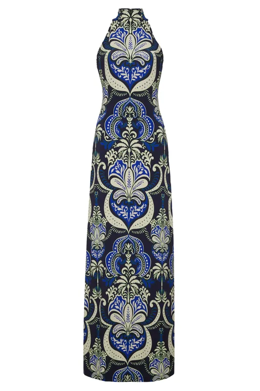 Asher Dress | Palm Pavillion Cobalt - Cara Cara