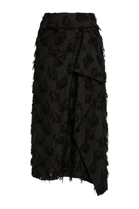 Fil Coupé Jacquard Draped Midi Skirt | Black - Erdem