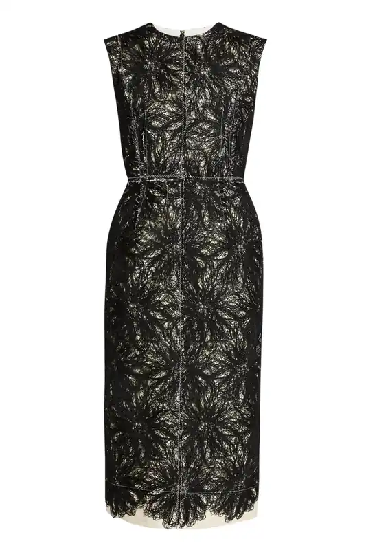 Thread Lace Sleeveless Midi Dress | Black - Erdem