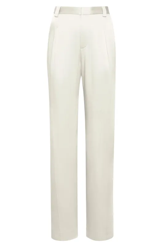 Satin Relaxed Pleated Pant | Cream - LAPOINTE