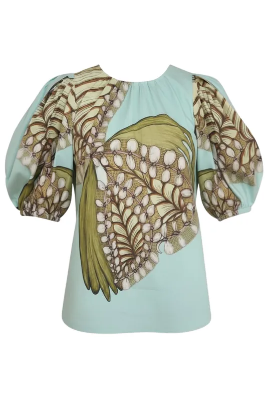 Ravena Puff Sleeve Top | Water Blossoms - Ulla Johnson