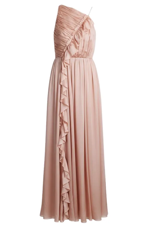 Aisha Pleated Asymmetrical Gown | Sand - Ulla Johnson