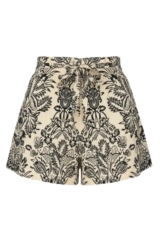 Rowan Belted Short | Ivory Flora - Ulla Johnson