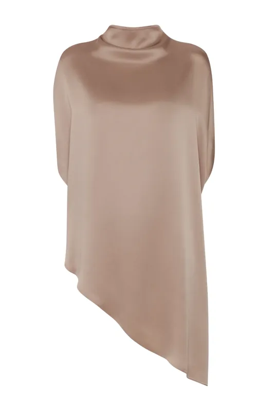Satin Asymmetric Cape Top | Oat - LAPOINTE