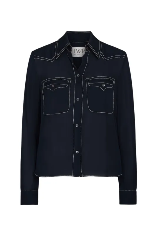 Carter Topstitch Shirt | Midnight - TWP
