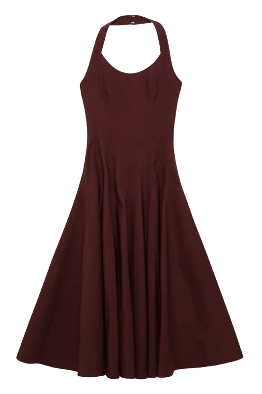 Melissa Halter Neck Midi Dress | Mahogany - Simkhai