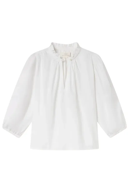 Orly Blouse | White Cotton Twill - Trovata