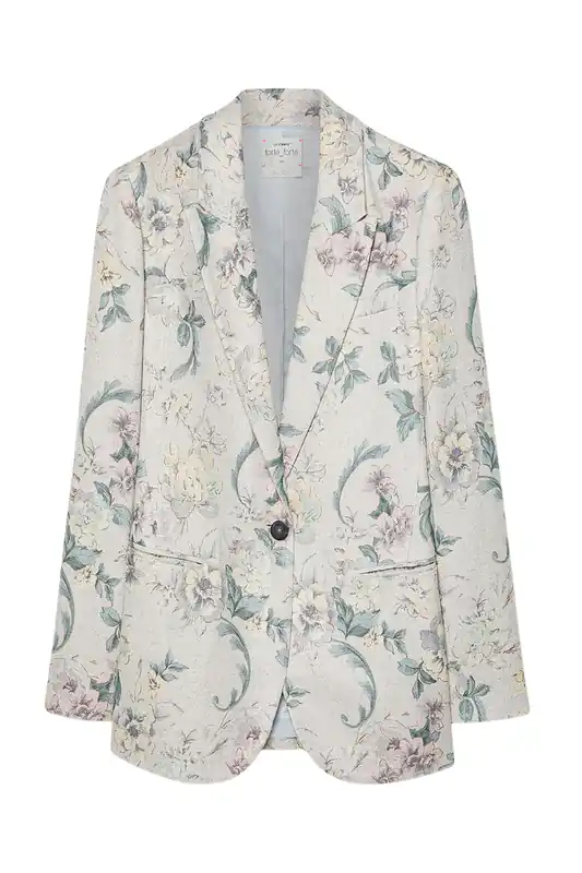 "Peonia My Love" Linen Blend Hopsack Jacket | Glicine - Forte Forte