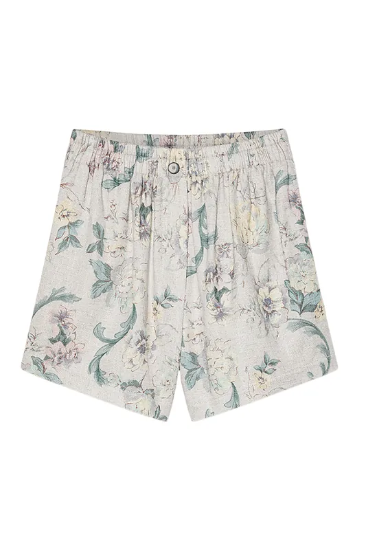 "Peonia My Love" Linen Blend Hopsack Bermuda Shorts | Glicine - Forte Forte