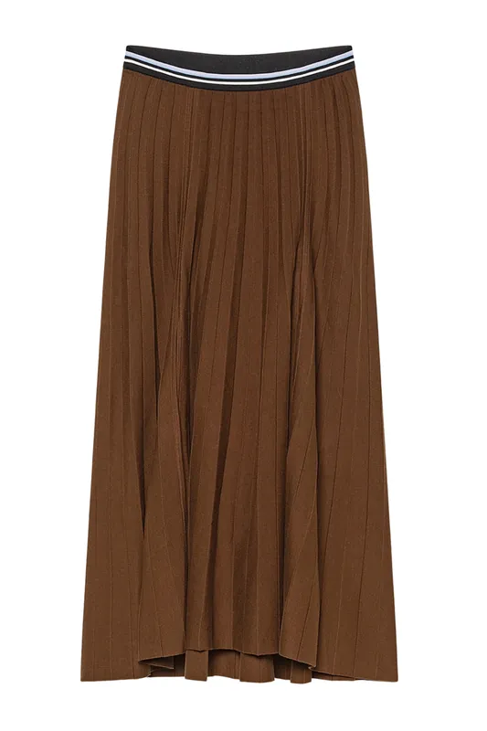 Cotton Stitch Pleated Skirt | Chocolat - Forte Forte